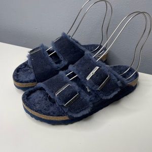 BIRKENSTOCK arizona shearling suede leather sandals